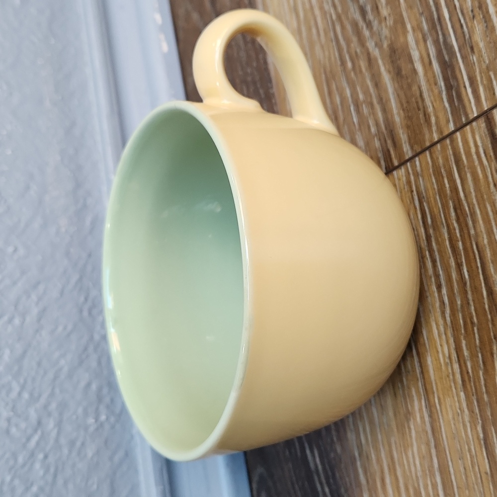 Soup Bowl Green Yellow with Handle